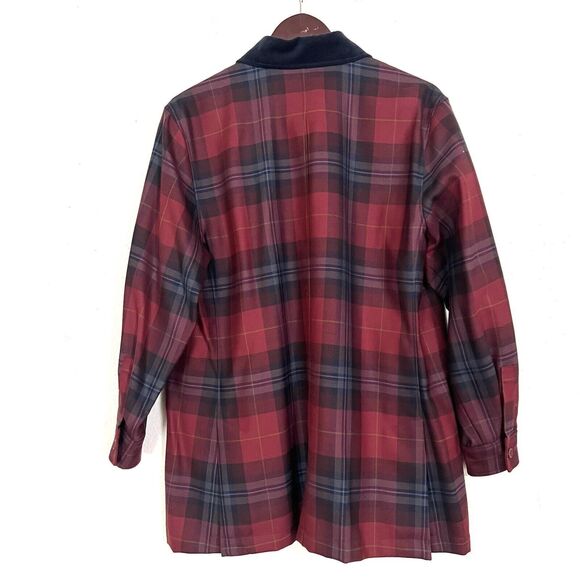 Faconnable Mens Wool Plaid Car Coat Size L Red - Picture 2 of 6